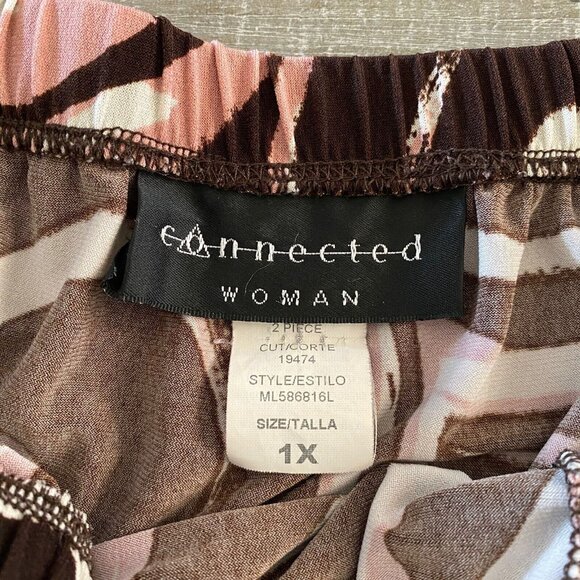 Connected Skirt Size 1X Stretchy Elastic Waist Pull On Brown Mauve Lightweight - Picture 6 of 6